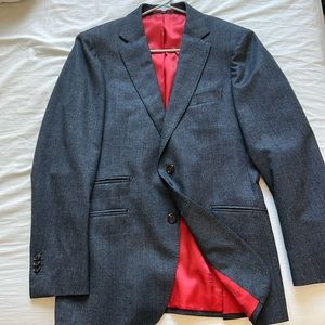 Suitsupply Men's Dark Gray Sport Coat with Red Lining